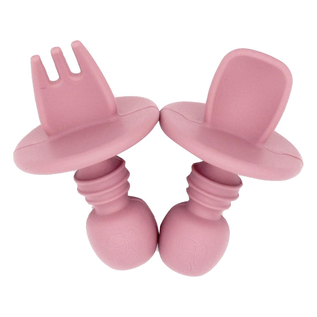 First Stage Silicone Cutlery Set (Dark Pink)