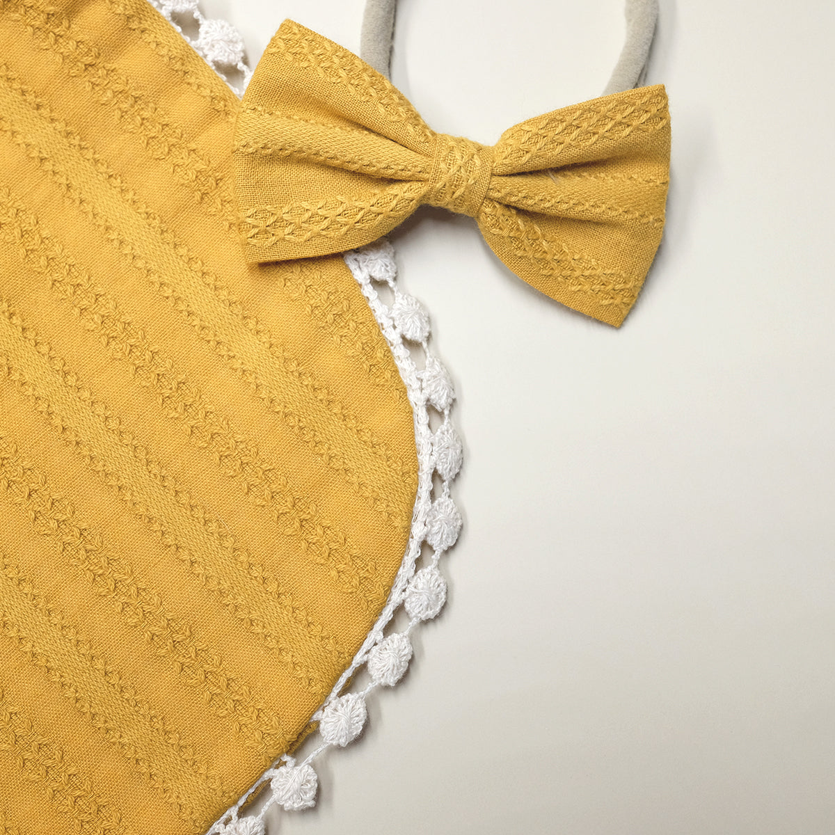 Single Sided Lace Cotton Bib - Mustard