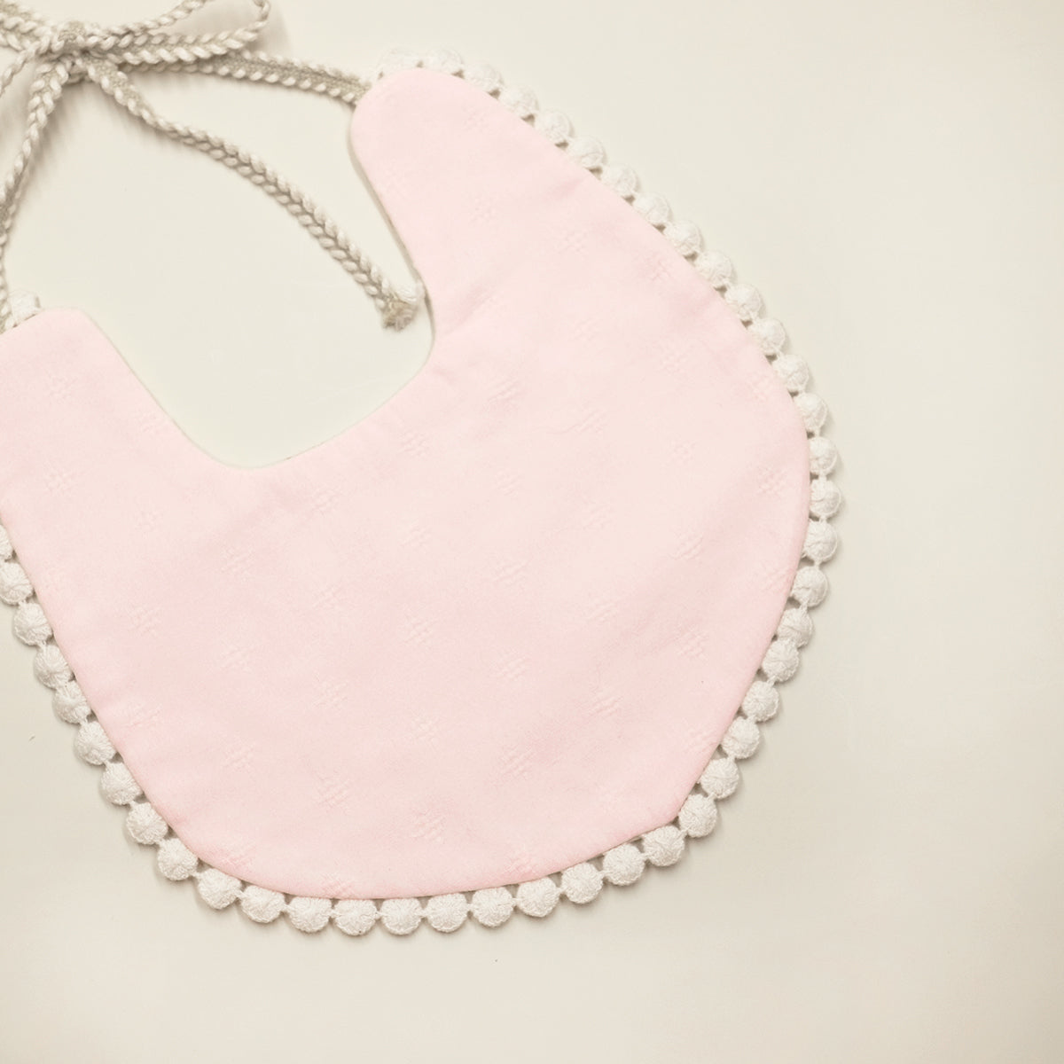 Single Sided Lace Cotton Bib - Pink