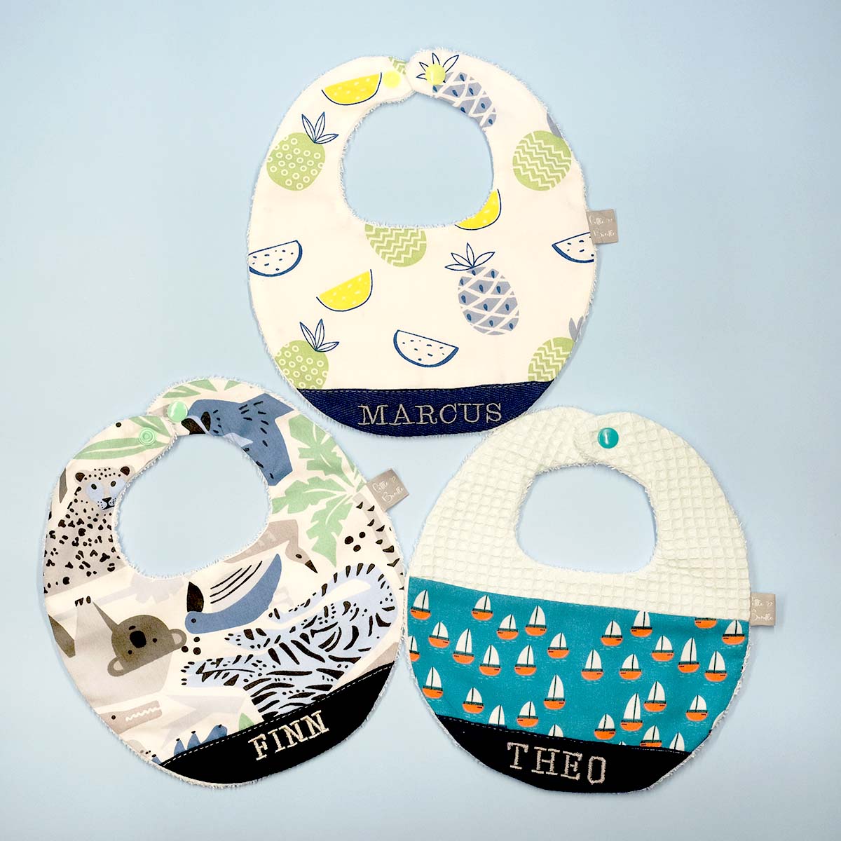 Handmade Cotton Bib (Sail x Multi Fabric)