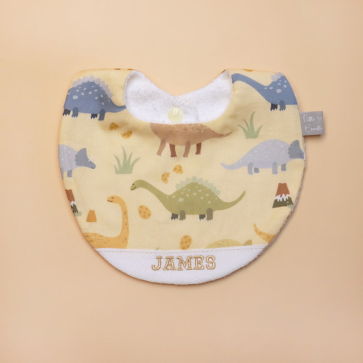 Handmade Cotton Bib (Dinosaur - Yellow)