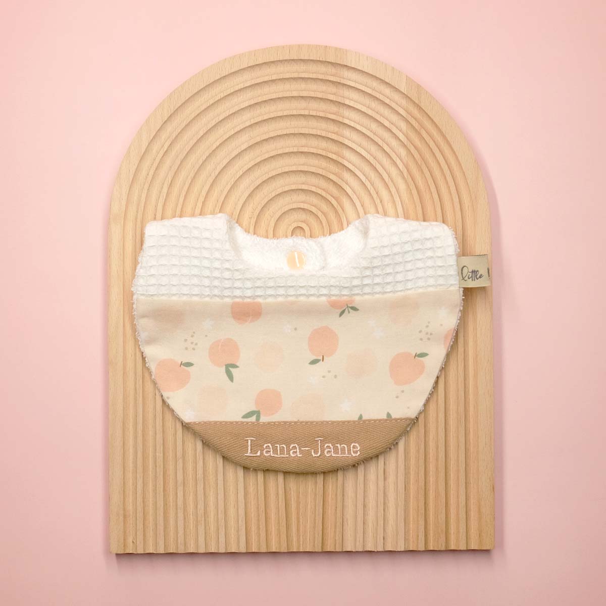 Handmade Cotton Bib (Peach x Multi-fabric)