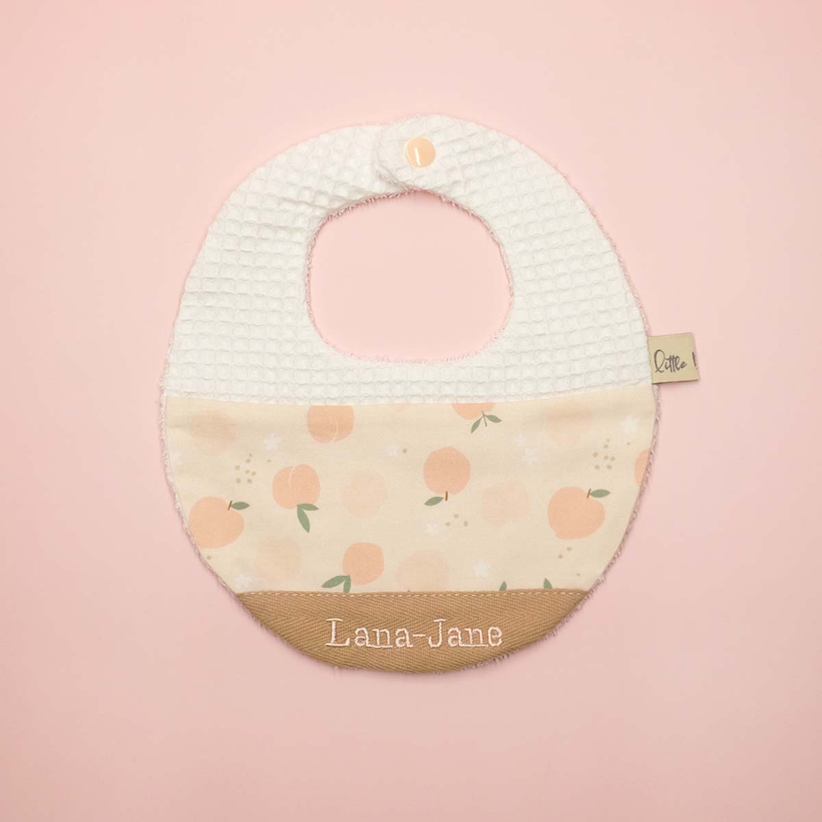 Handmade Cotton Bib (Peach x Multi-fabric)