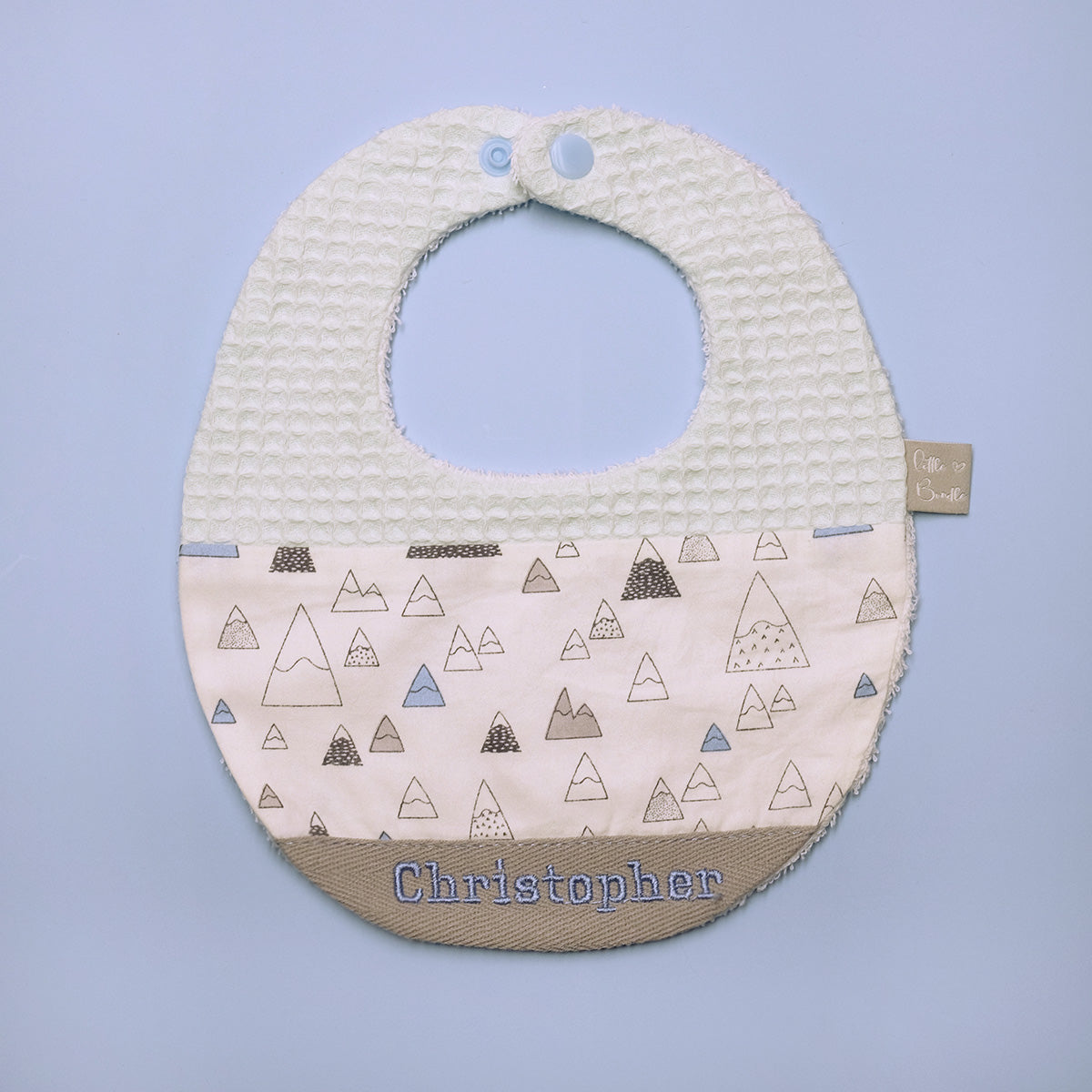 Handmade Cotton Bib (Snowy Mountain x Multi Fabric)