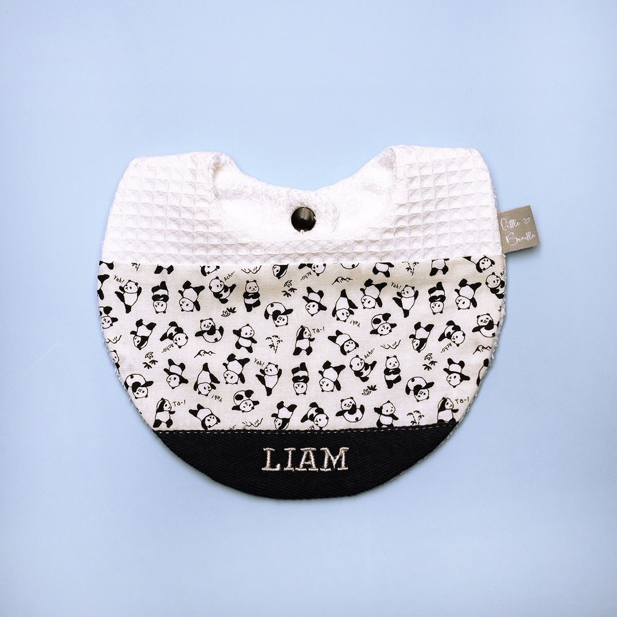 Handmade Cotton Bib (Panda - White x Multi Fabric)