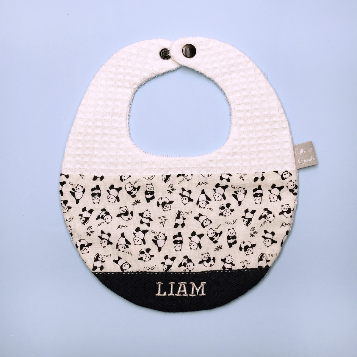 Handmade Cotton Bib (Panda - White x Multi Fabric)