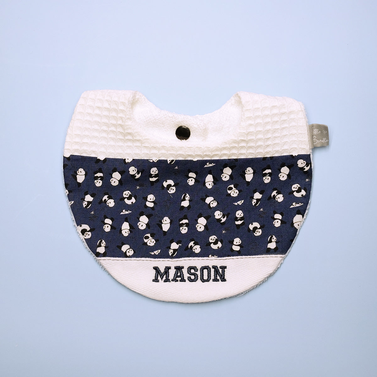 Handmade Cotton Bib (Panda - Navy x Multi Fabric)