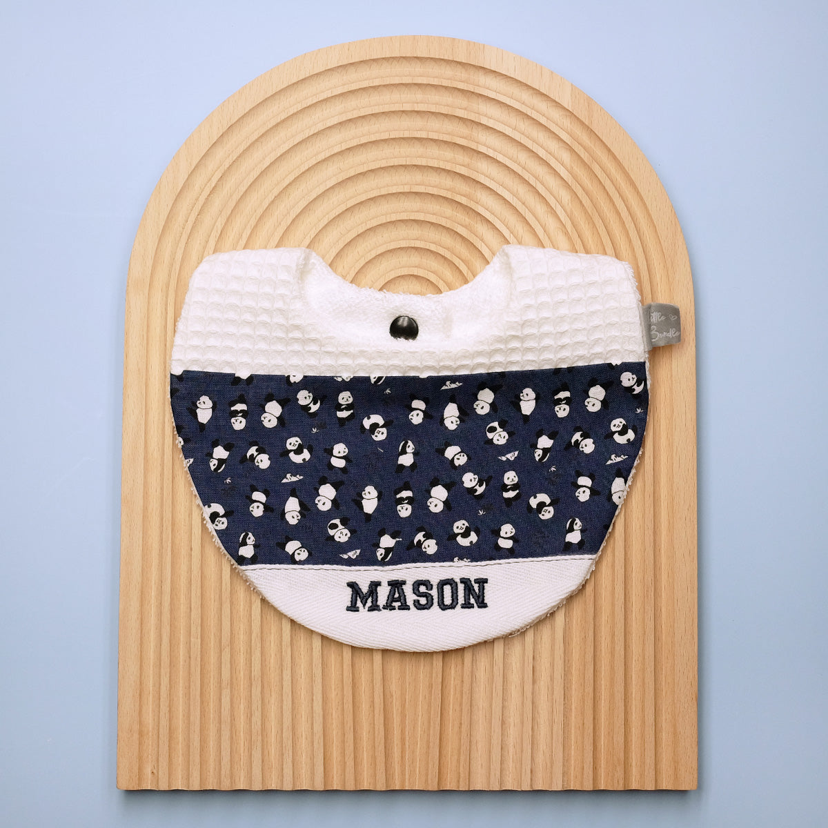 Handmade Cotton Bib (Panda - Navy x Multi Fabric)