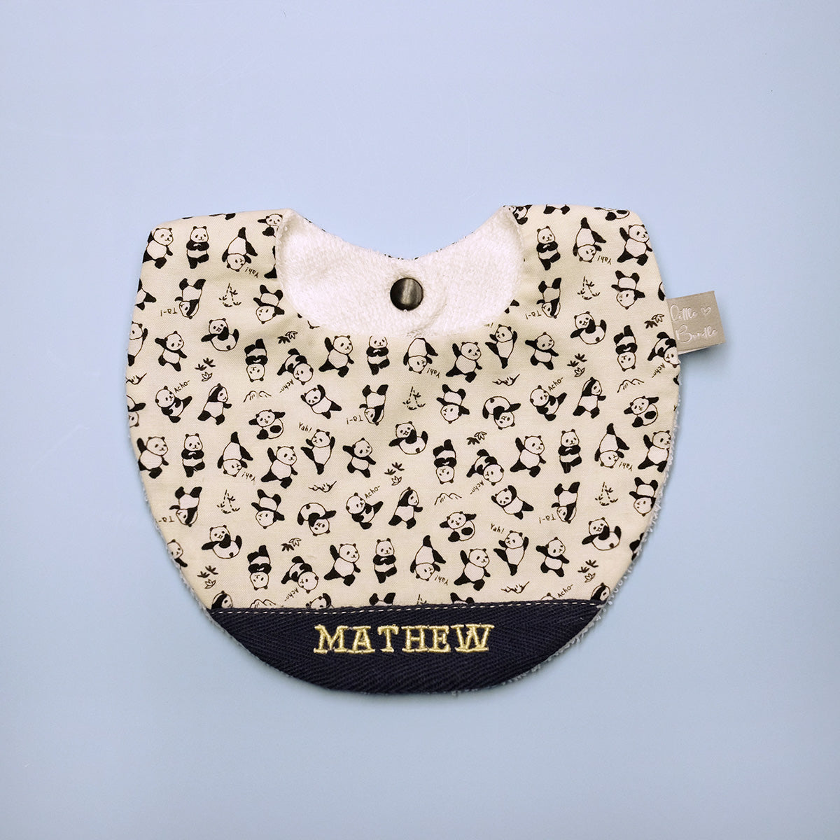 Handmade Cotton Bib (Panda - White)