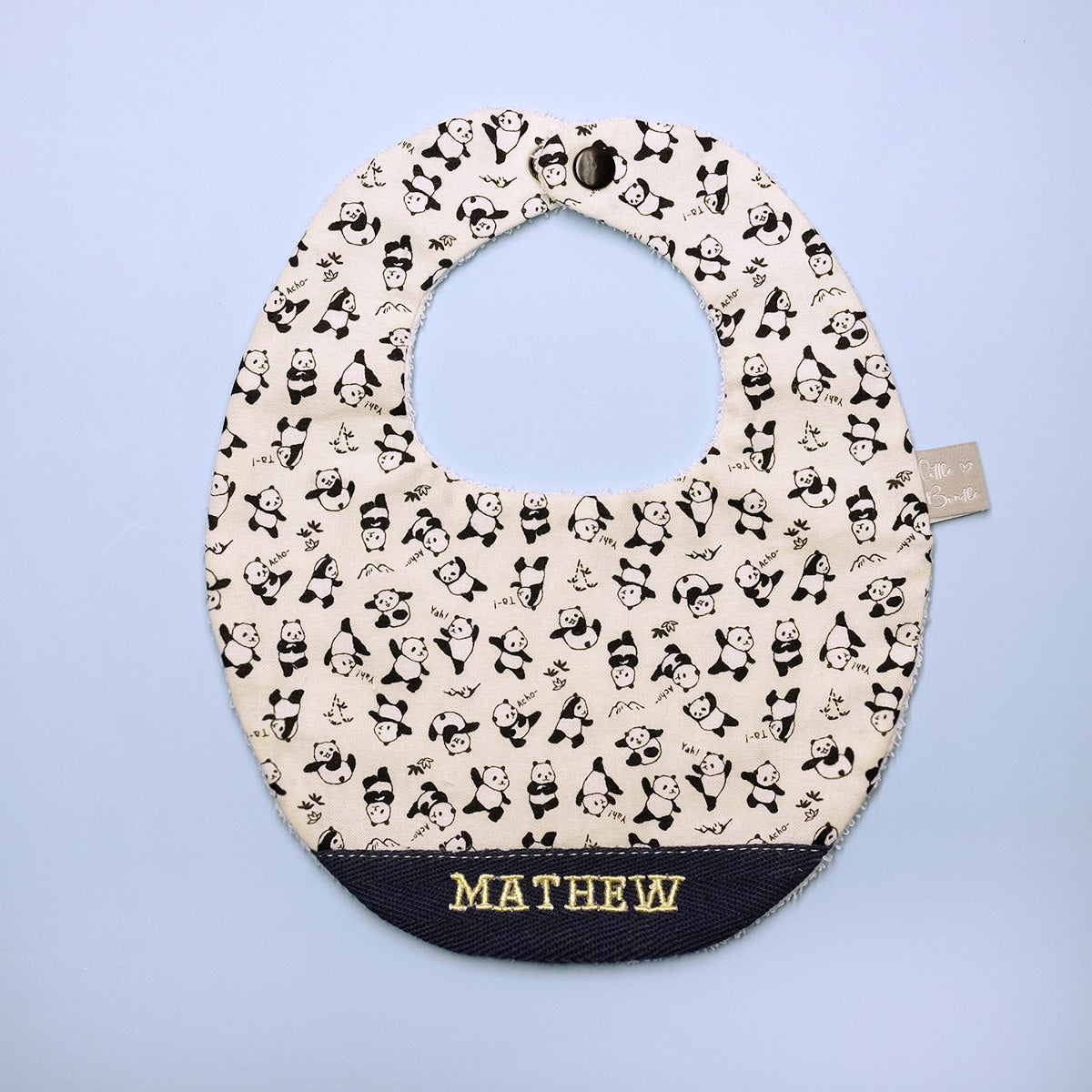 Handmade Cotton Bib (Panda - White)