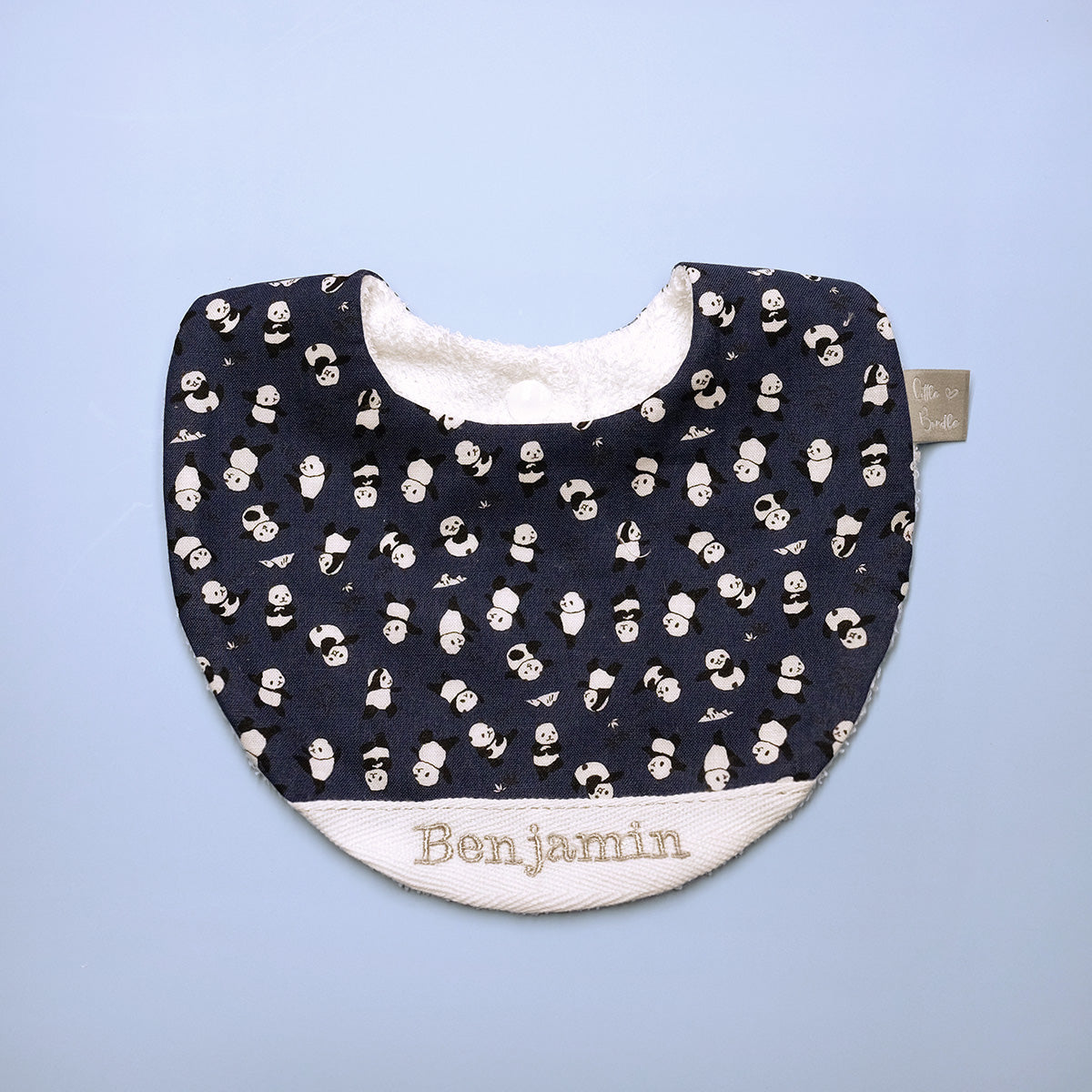 Handmade Cotton Bib (Panda - Navy)