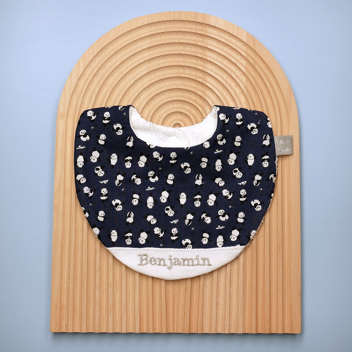 Handmade Cotton Bib (Panda - Navy)