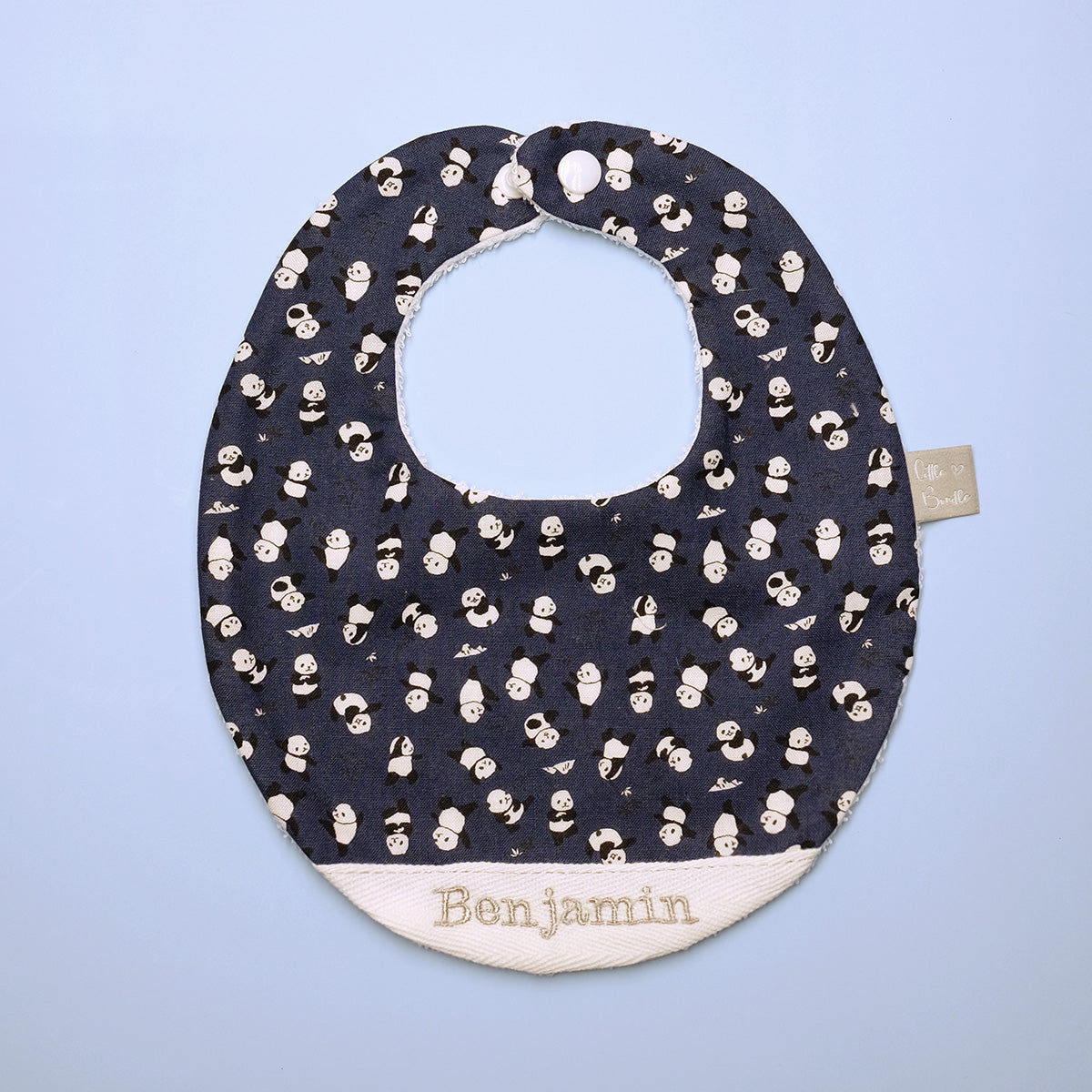 Handmade Cotton Bib (Panda - Navy)