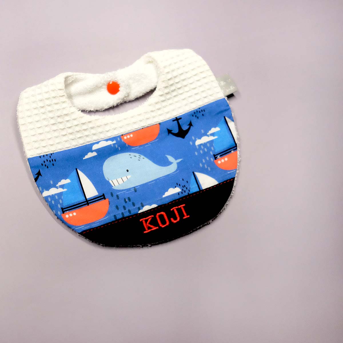 Handmade Cotton Bib (Whale x Multi Fabric)