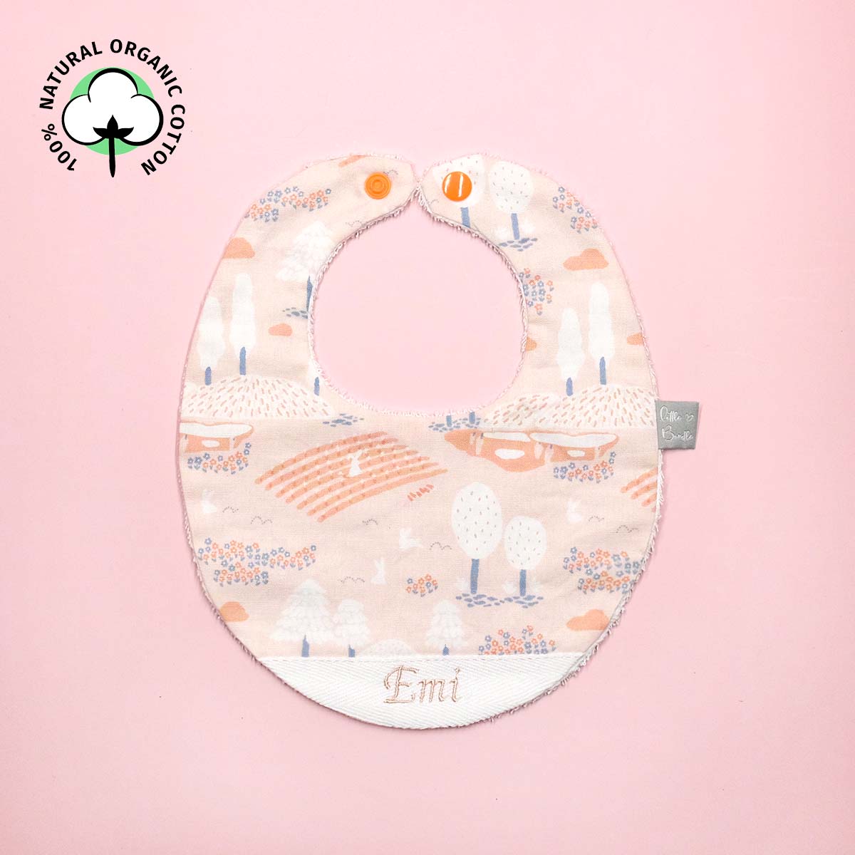 Handmade Cotton Bib (Japanese Garden with Organic Cotton)