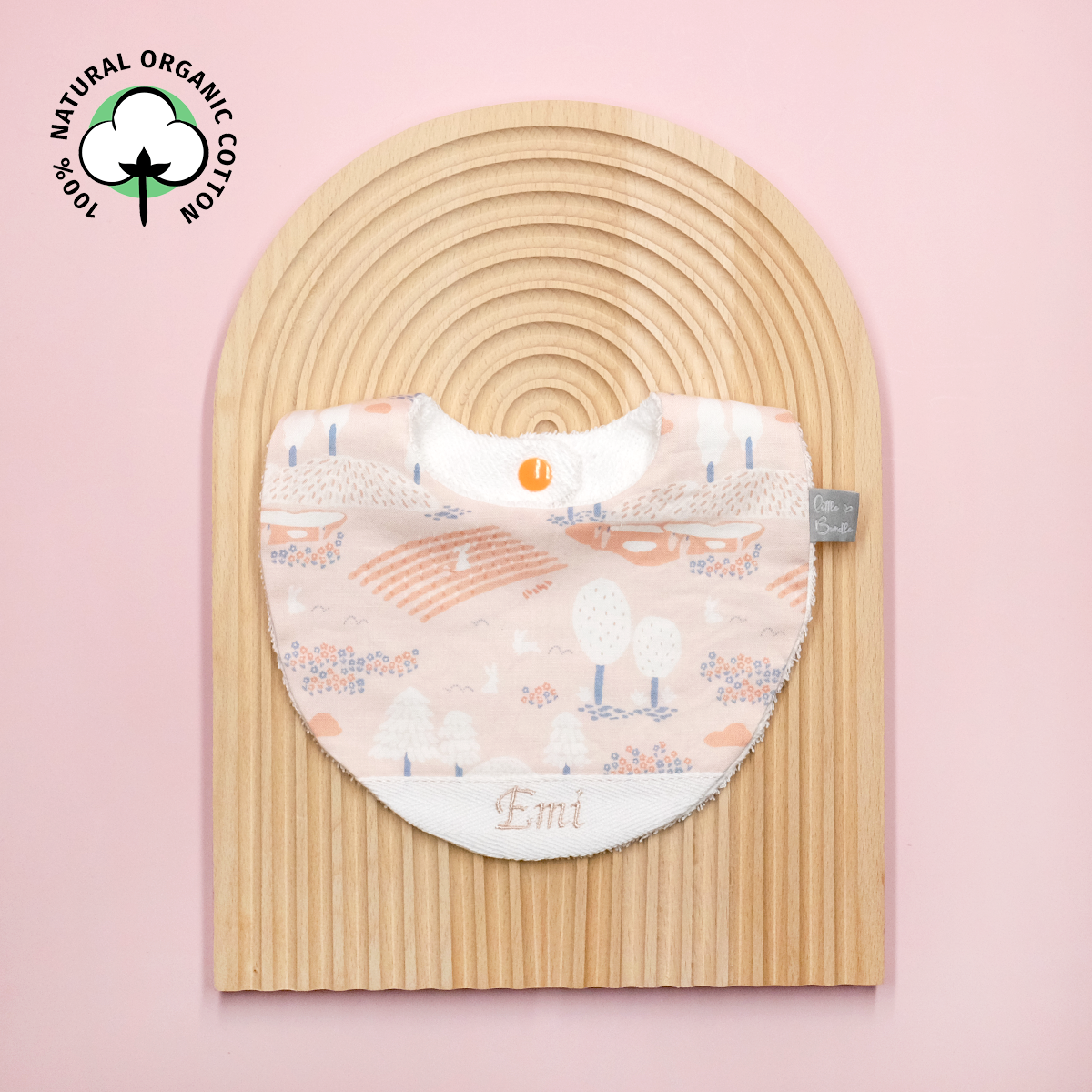 Handmade Cotton Bib (Japanese Garden with Organic Cotton)