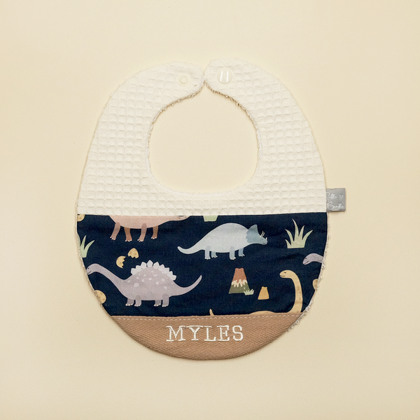 Handmade Cotton Bib (Dinosaur x Multi Fabric)