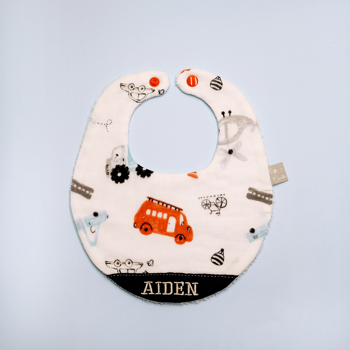 Handmade Cotton Bib (Toy Cars)