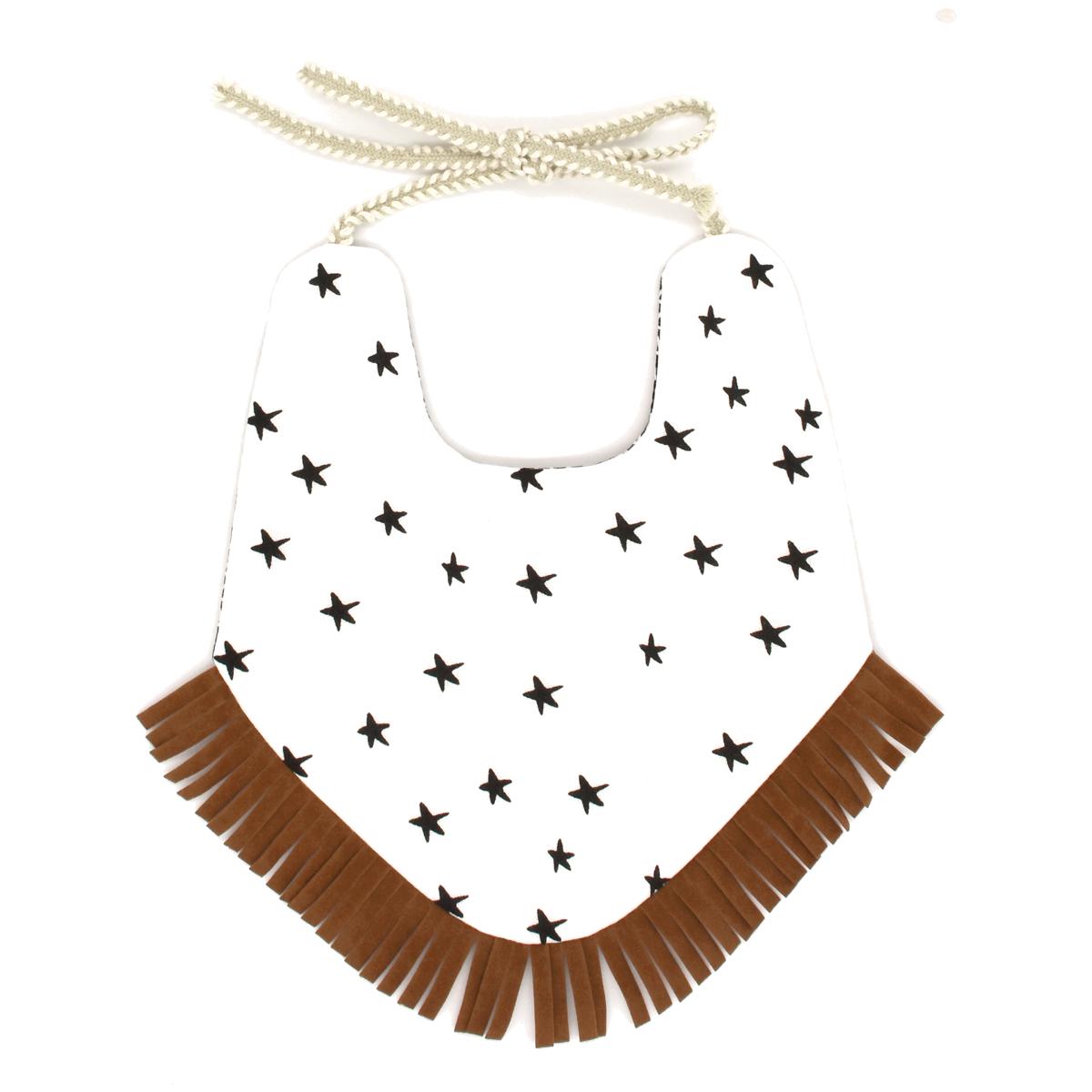 Cowboy Lace Cotton Bib - Polka Dot Stars