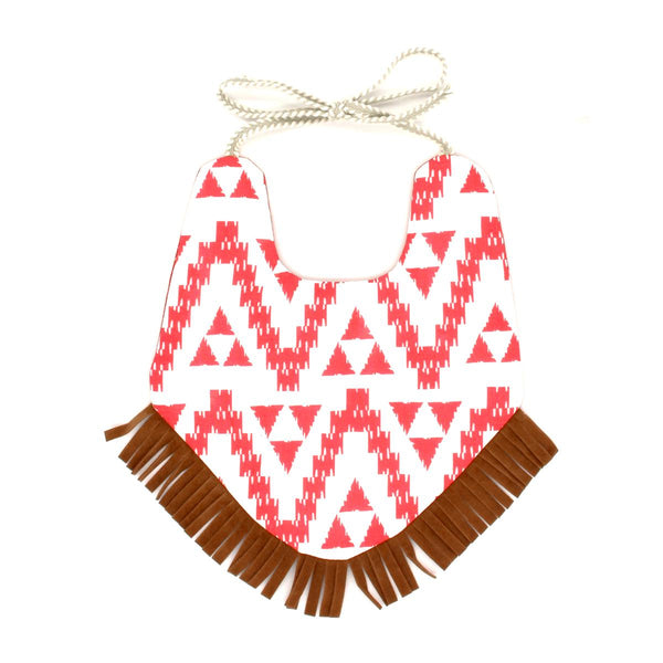 Cowboy Lace Cotton Bib - Crimson Red