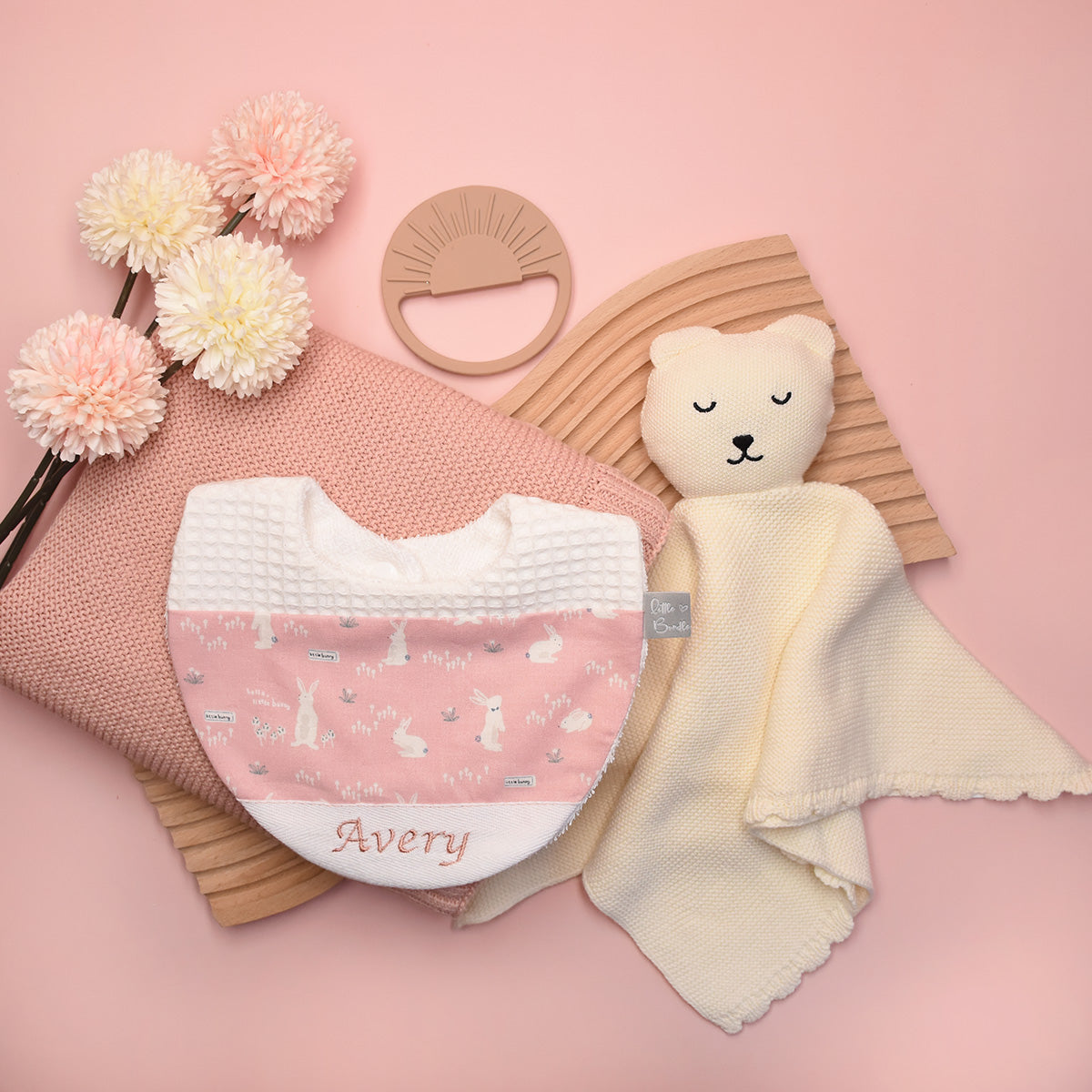 Handmade Cotton Bib (HoneyBun Pink x White)