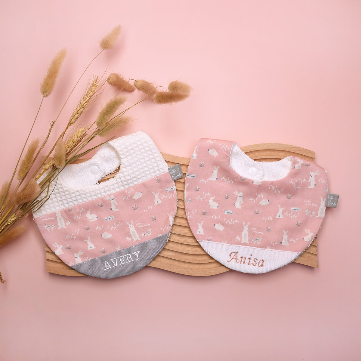 Handmade Cotton Bib (HoneyBun Pink)