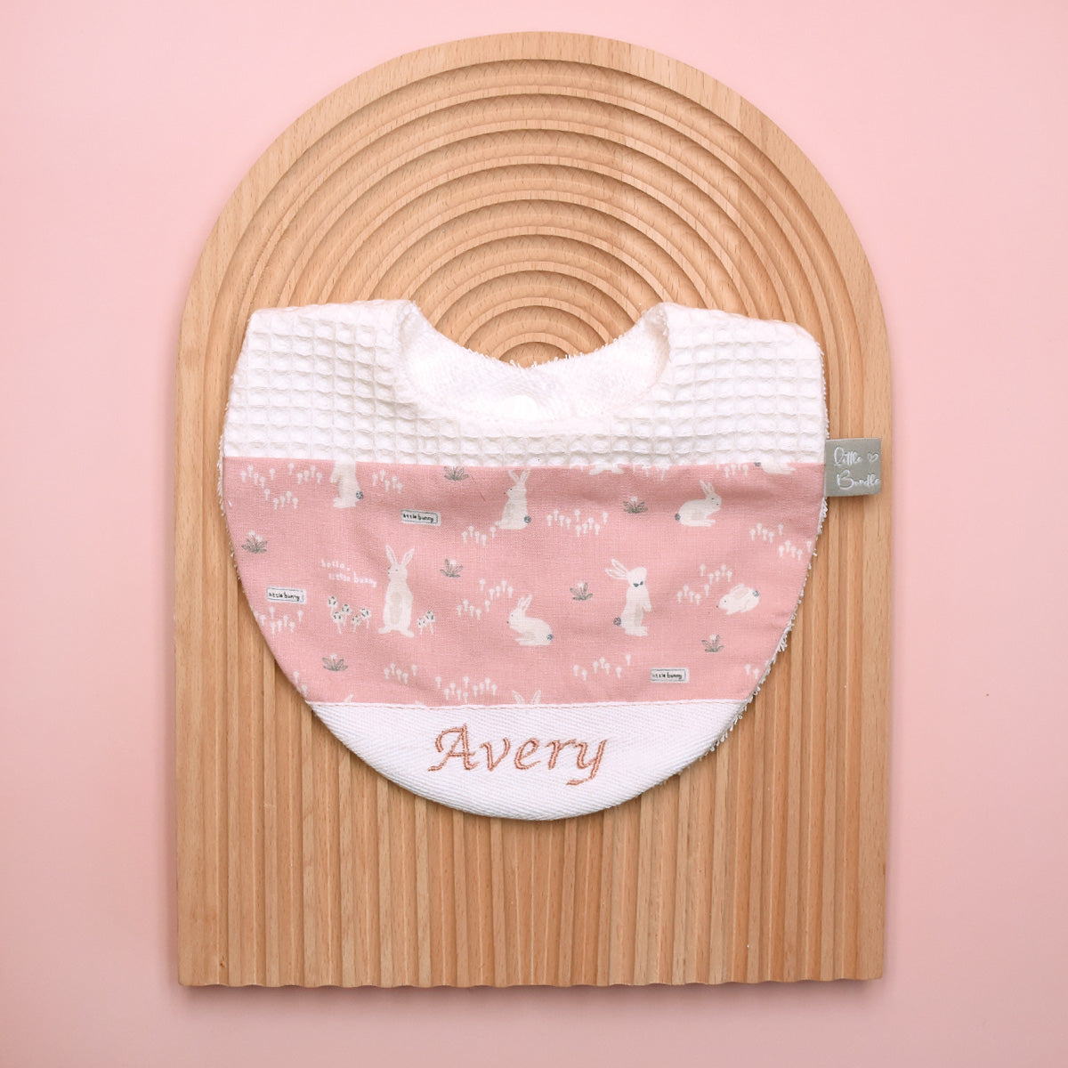 Handmade Cotton Bib (HoneyBun Pink x White)