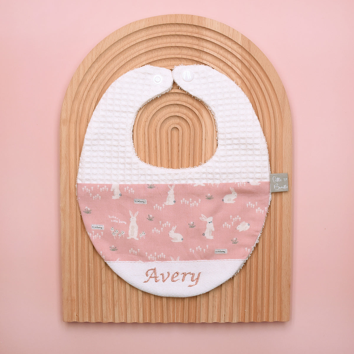 Handmade Cotton Bib (HoneyBun Pink x White)