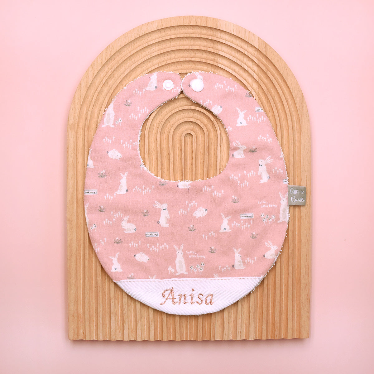 Handmade Cotton Bib (HoneyBun Pink)