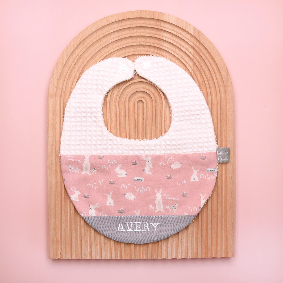 Handmade Cotton Bib (HoneyBun Pink x Grey)