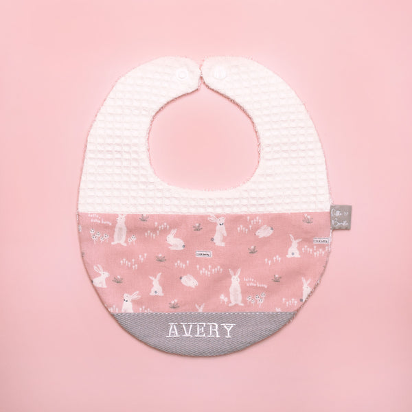 Handmade Cotton Bib (HoneyBun Pink x Grey)