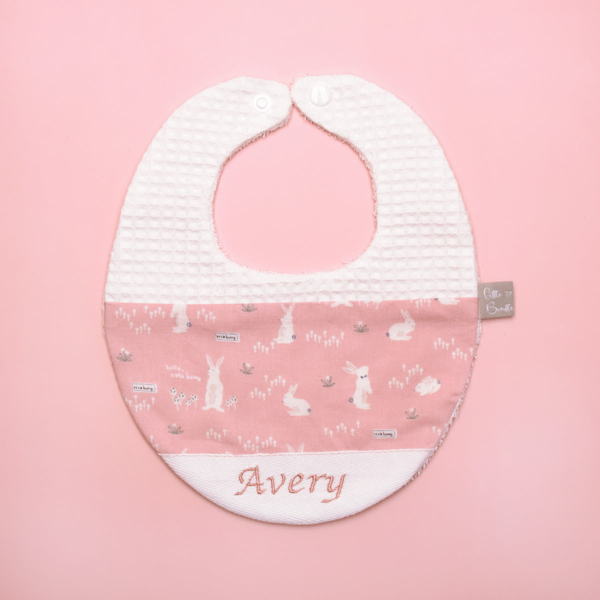 Handmade Cotton Bib (HoneyBun Pink x White)