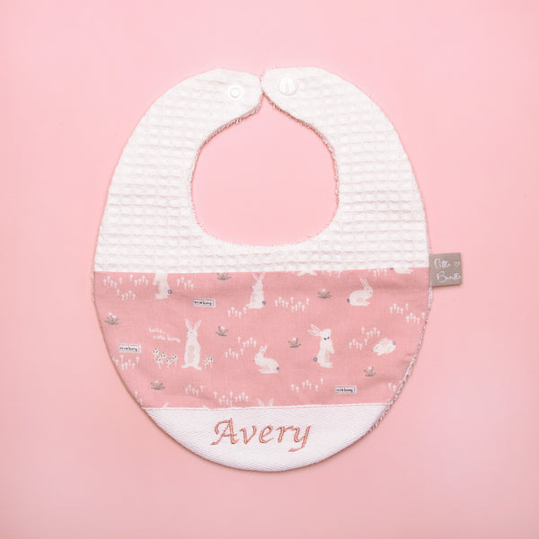 Handmade Cotton Bib (HoneyBun Pink x White)