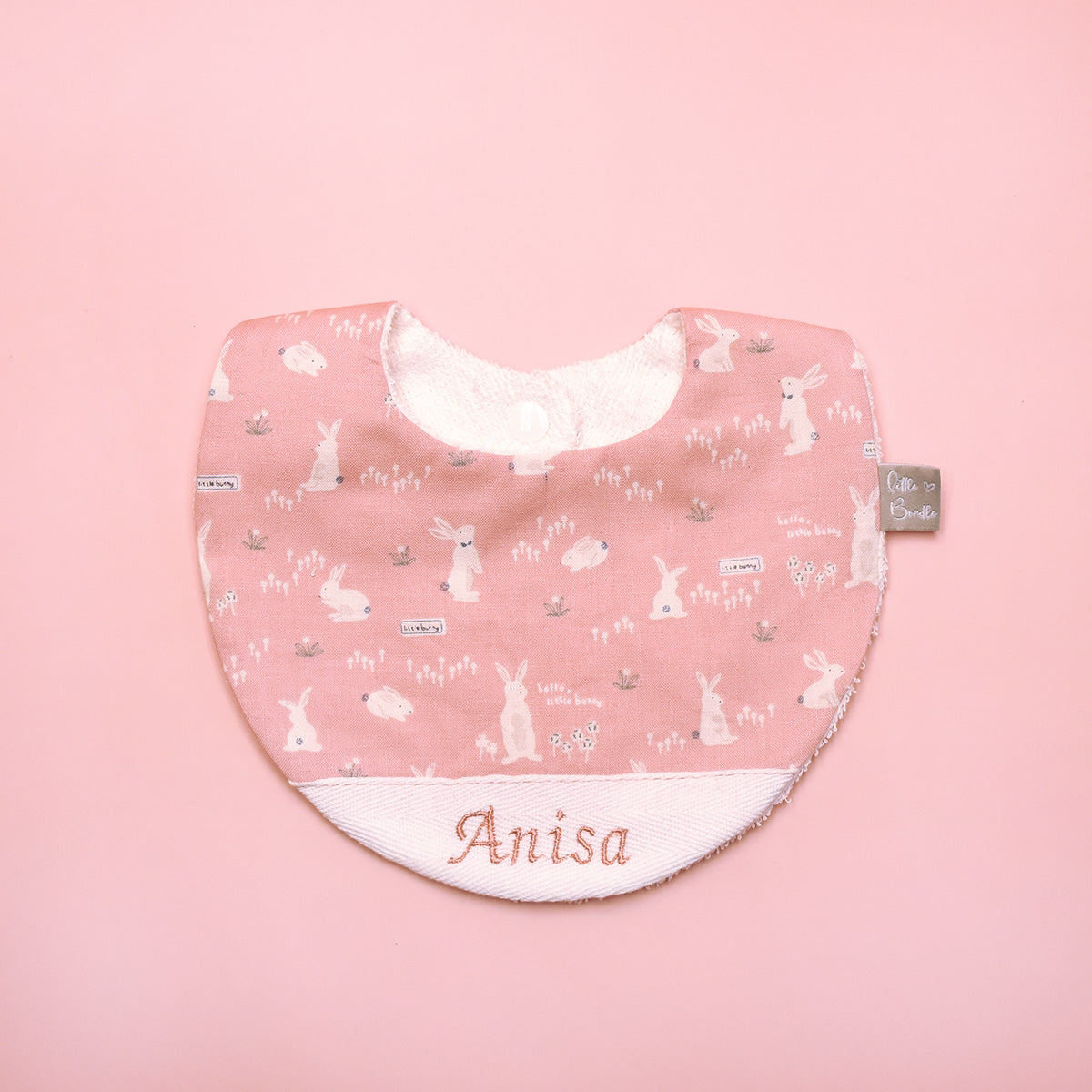 Handmade Cotton Bib (HoneyBun Pink)