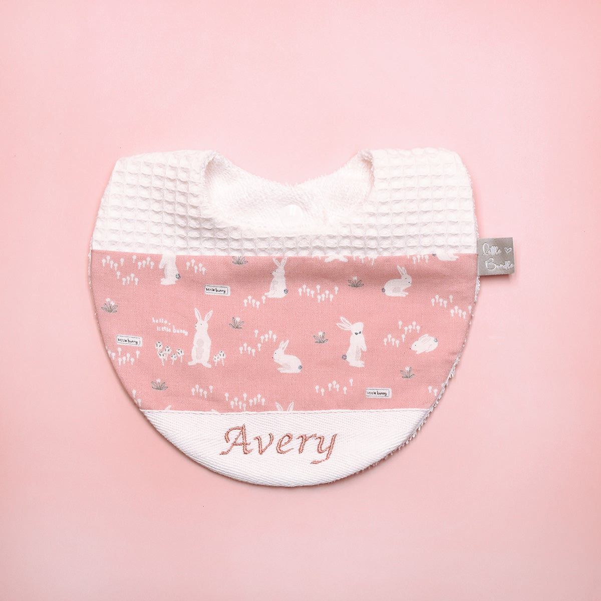 Handmade Cotton Bib (HoneyBun Pink x White)