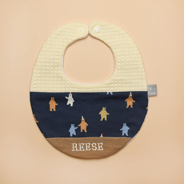 Handmade Cotton Bib (Grizzly Bear x Multi)