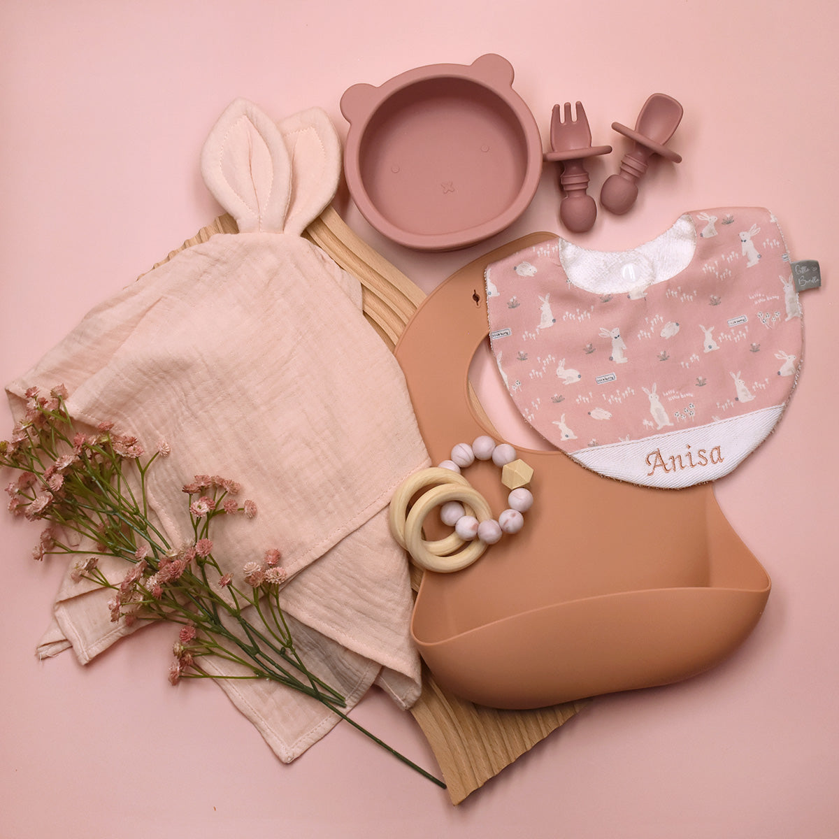 Handmade Cotton Bib (HoneyBun Pink)